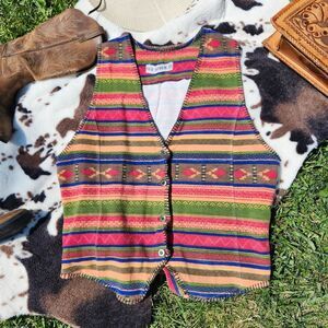 Vintage Multicolor Navijo Western Striped Vest